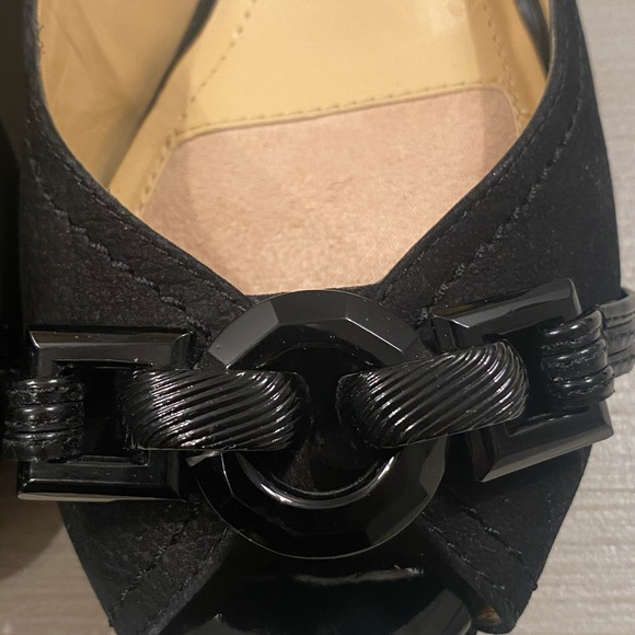 2/$30 Sassy Black Wedge Open Toe Shoes by Alex Marie size 6 - Picture 7 of 8